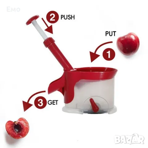 Уред за почистване на костилки Cherry corer Изключително компактен: 18х10см в основата, снимка 2 - Други - 48734579