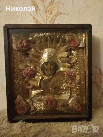 Старинна Руска икона на свети Николай , снимка 8 - Антикварни и старинни предмети - 32044387
