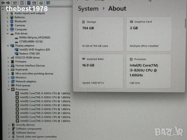 17.3 Dell 5770`Core i5-8265U/16GB RAM/256GB SSD+500GB/AMD 520/Full HD IPS, снимка 8 - Лаптопи за игри - 52797083
