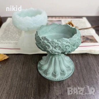 3D 2 части свещник поставка за свещ свещи кутия с капак силиконов молд форма смола гипс шоколад , снимка 5 - Форми - 44329890