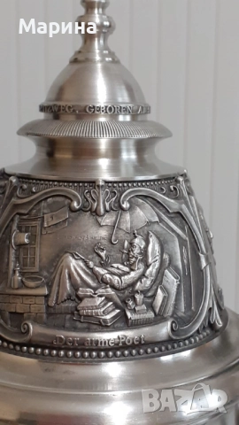 Халба за бира от калай, 700 мл,  Antik*Vintage #101, снимка 6 - Антикварни и старинни предмети - 52367675