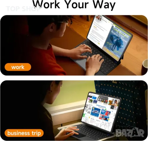Калъф с клавиатура HOUCC за iPad Pro 2024 13 инча M4, тракпад, 7-цветна подсветка, черен, снимка 6 - Калъфи, кейсове - 49819933