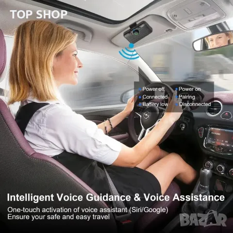 1Mii Bluetooth 5.3 хендсфри/високоговорител за кола/гласово/Android/iOS,щипка за сенник, снимка 6 - Аксесоари и консумативи - 49308515