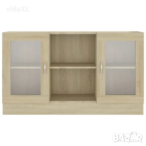 vidaXL Шкаф витрина, дъб сонома, 120x30,5x70 см, инженерно дърво, снимка 5 - Бюфети - 56147826