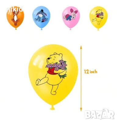 Мечо Пух и приятели Обикновен надуваем латекс латексов балон парти, снимка 2 - Други - 45204074
