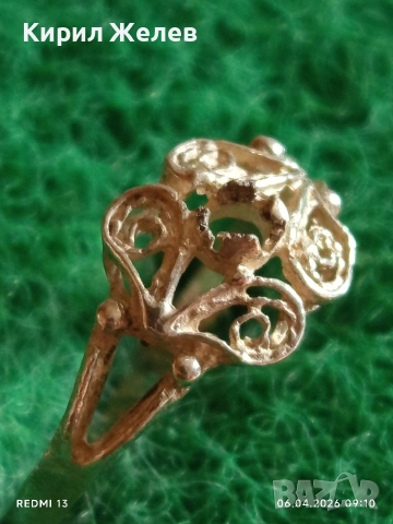 Сребърен пръстен филигранна изработка възрожденски стил 26304, снимка 2 - Пръстени - 54104048