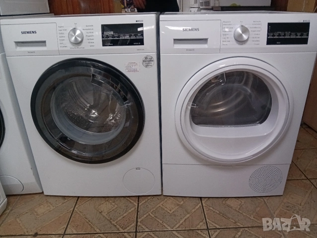 Комплект пералня и сушилня с термопомпа Сименс Siemens IQ500 A+++ 8кг 2 години гаранция!