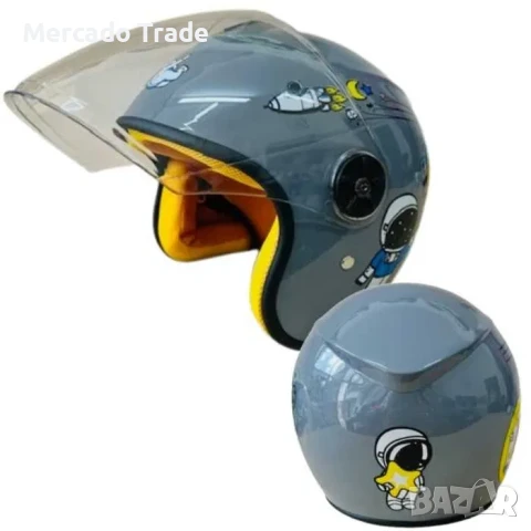 Детска каска за мотор Mercado Trade, За скутер, XS размер, Сив и розов, снимка 3 - Аксесоари и консумативи - 51282566