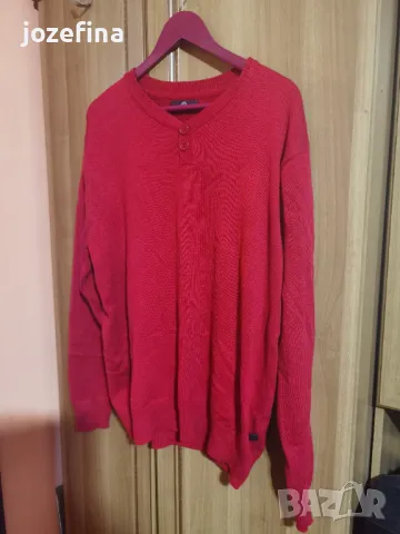 Червен мъжки пуловер, снимка 2 - Пуловери - 49946220