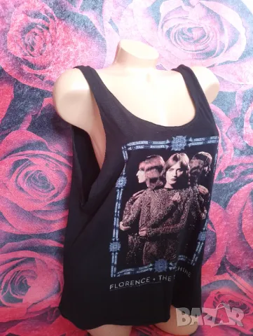 H&M Черен изрязан широк потник Florence + The Machine M/Л, снимка 1