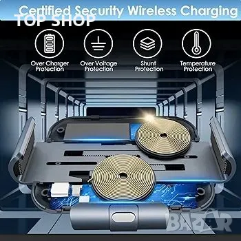 15 W Qi държач за мобилен телефон за кола с функция за зареждане, снимка 5 - Безжични зарядни - 48777076