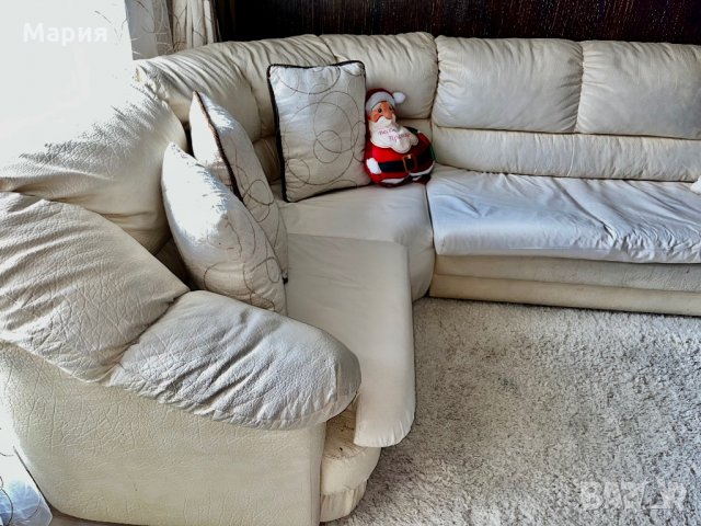 Спешно!!! Ъглов , кожен диван с функция за сън, снимка 5 - Дивани и мека мебел - 34943516