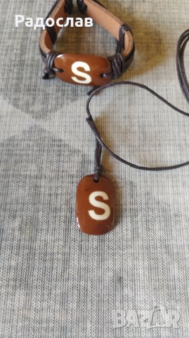 кожено гривна и колие, снимка 2 - Бижутерийни комплекти - 42304760