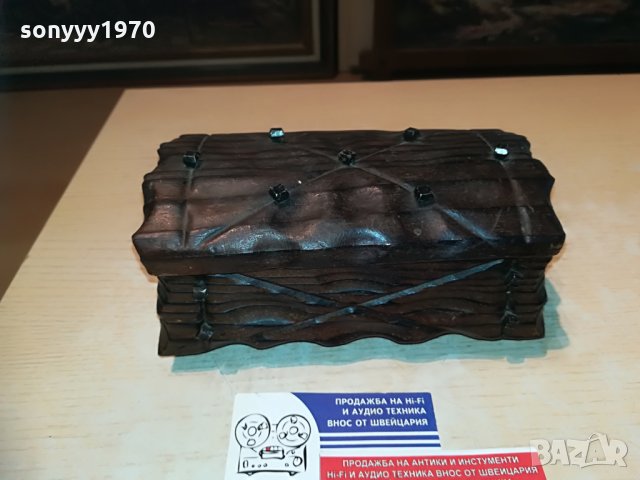 дървена кутия с метален обков-внос франция, снимка 2 - Колекции - 29524385