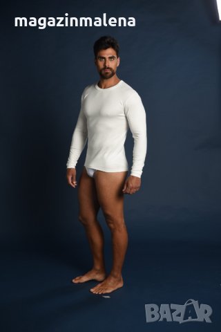 M,L,XL бежови италиански мъжки вълнени блузи с дълги ръкави 50-100кг вълнено бельо голям размер 