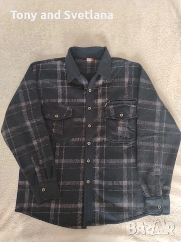 Карирана риза мъжка, размер М с подплата от полар, снимка 4 - Ризи - 53941420
