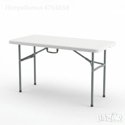 Сгъваема правоъгълна градинска маса, бяла - 181.5 × 74 × 74 см, снимка 6 - Градински мебели, декорация  - 54130061