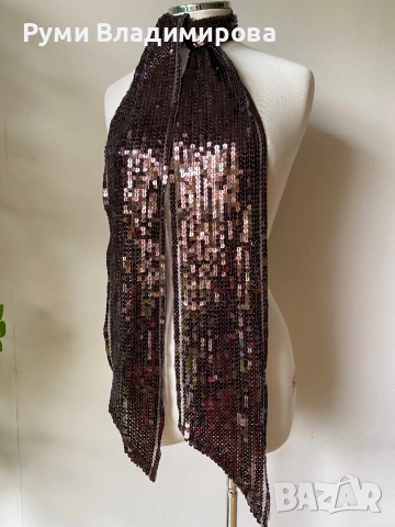 Шал с пайети в черно и кафяво/ различни видове, снимка 11 - Шалове - 47544666