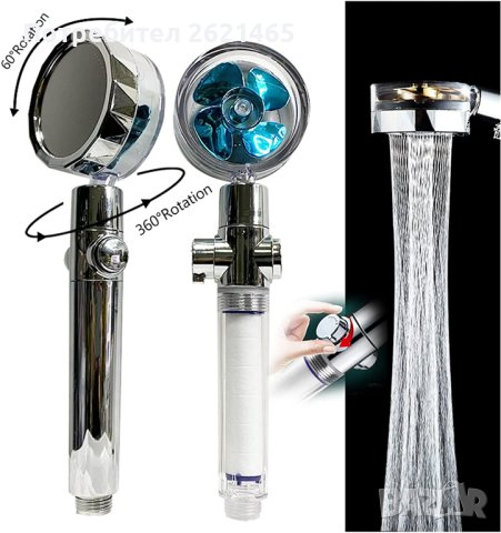 Турбо Душ Слушалка с пречистващ филтър и копче за спиране на водата Turbo SPA Shower Нова, слушалки, снимка 5 - Душове - 42365851