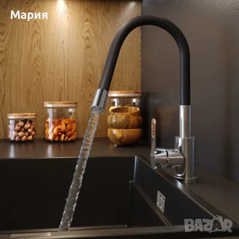 Гъвкав кухненски смесител 360° – Стоящ кран за мивка с въртящ чучур и комплект за монтаж, снимка 4 - Мивки - 55706218
