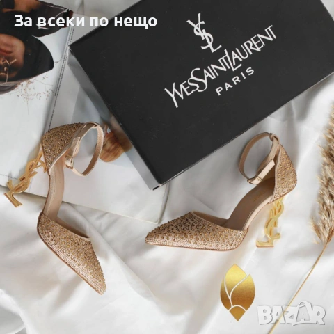 Yves Saint Laurent Дамски Обувки С Кристали На Метален Ток - Различни Цветове Код SK1315, снимка 3 - Дамски обувки на ток - 54307953