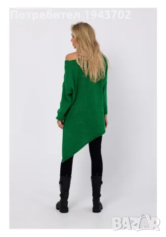 Асиметричен пуловер в зелен цвят M769 MOE, снимка 3 - Пуловери - 47752957