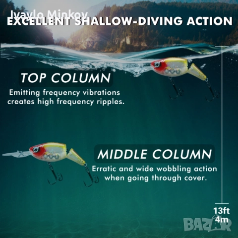 7см 13г 3бр. Воблер Jointed Crankbait Truscend, снимка 5 - Стръв и захранки - 52990125