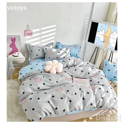 Двулицев спален комплект с ластик, 6 части - Модел WS15932, снимка 1