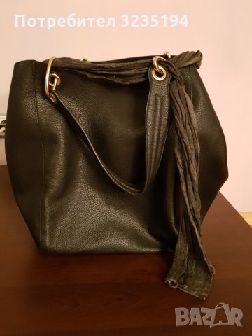 Черна кожена чанта, снимка 2 - Чанти - 35238340