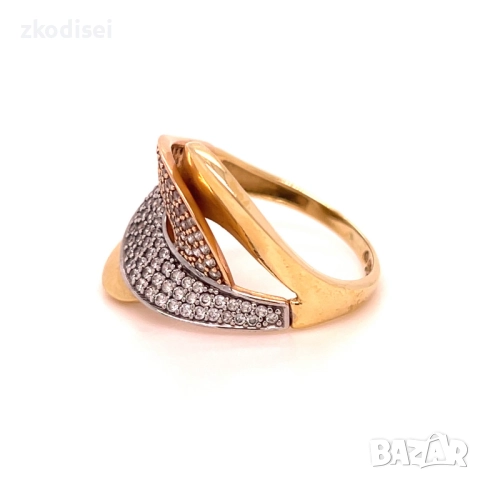 Златен дамски пръстен 3,92гр. размер:57 14кр. проба:585 модел:33060-1, снимка 2 - Пръстени - 52629709