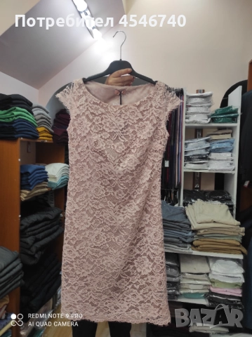 Дантелена рокля пудра, снимка 2 - Рокли - 51923703
