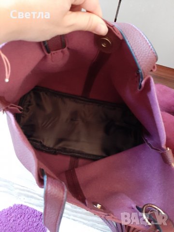 Дамска чанта + боти цвят бордо, снимка 2 - Чанти - 29417455