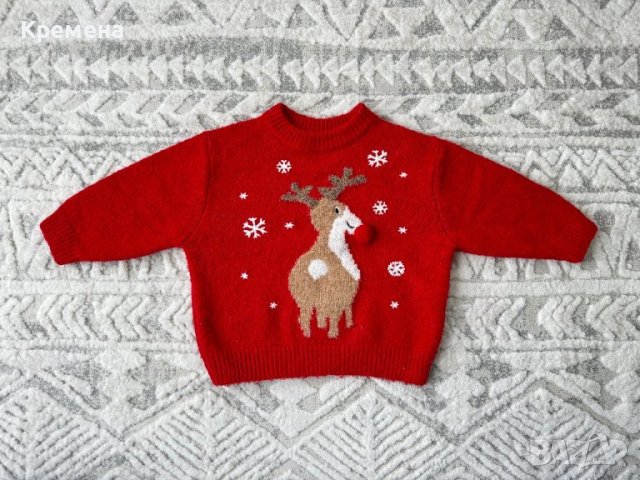 Коледен пуловер за бебе, снимка 1 - Бебешки блузки - 42833957