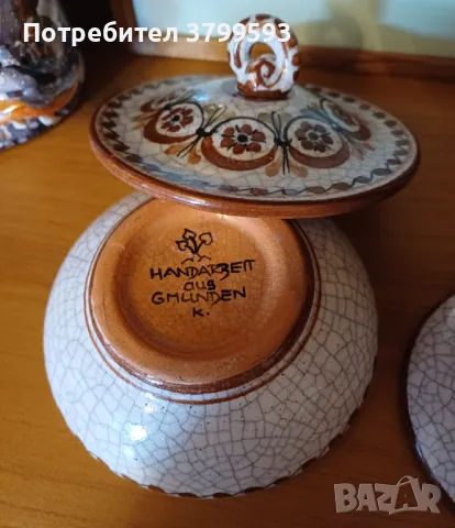 Австрийски керамичен свещник и бонбониера, снимка 5 - Антикварни и старинни предмети - 48640613