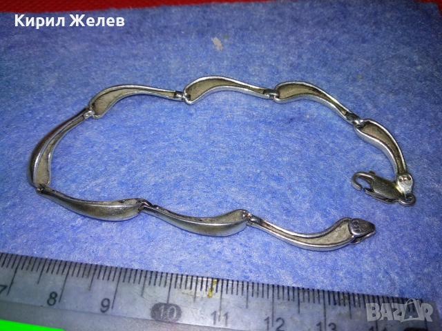 ЕЛЕГАНТНА СРЕБЪРНА ГРИВНА СРЕБРО 925 с БЯЛА ПОЗЛАТА ДИЗАЙНЕРСКО АРТ БИЖУ 43193, снимка 14 - Гривни - 44723552