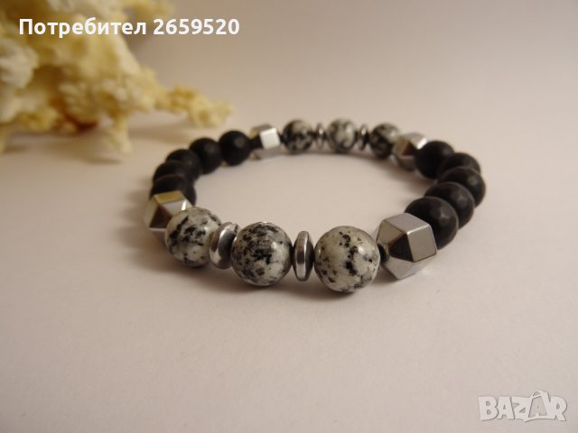 Водоустойчива мъжка гривна от естествени камъни