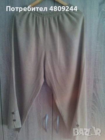 Дамски панталон ¾ /бежов/-размер 54 , снимка 3 - Панталони - 54328630