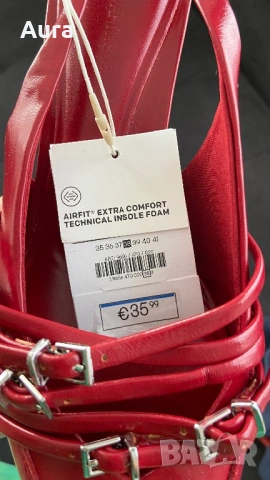 Red buckle slingback kitten heels, снимка 6 - Дамски ежедневни обувки - 54259333