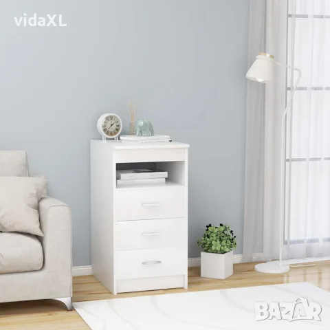 vidaXL Шкаф с чекмеджета, бял, 40x50x76 см, инженерна дървесина, снимка 2 - Шкафове - 56147755