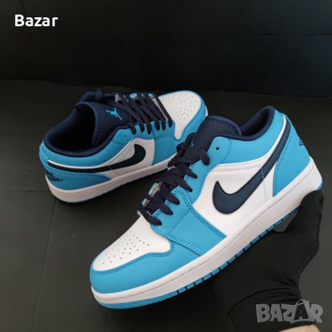 Нови Оригинални Маратонки Nike Air Jordan 1 Low unc Обувки Размер 42 и 43 номер сини бели черни blue, снимка 4 - Маратонки - 39180705