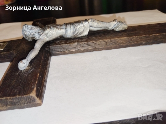 Античен посребрен  немски католически стенен кръст – Franz Fengler, Breslau (1890–1925) Размер 30/17, снимка 2 - Антикварни и старинни предмети - 52941865