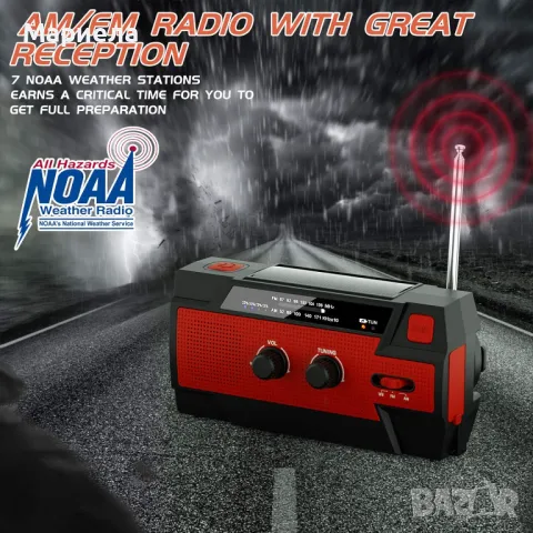 Преносимо Радио 4000mAh / USB,соларно зареждане,манивела / Радио с фенер, снимка 3 - Слушалки и портативни колонки - 49531428