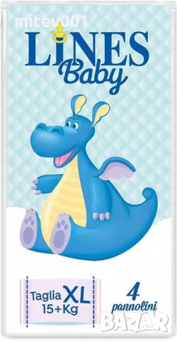 Памперси Lines Baby Extra Large, размер XL (15+ Kg) 4 броя в пакет