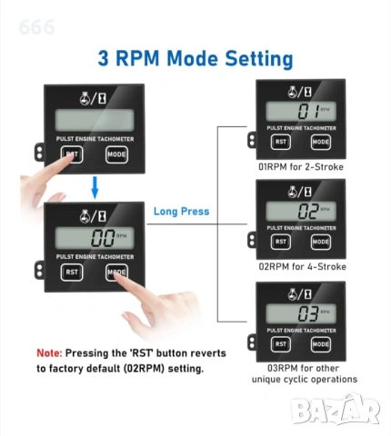 Тахометър и брояч на моточасове, снимка 3 - Друга електроника - 54023032