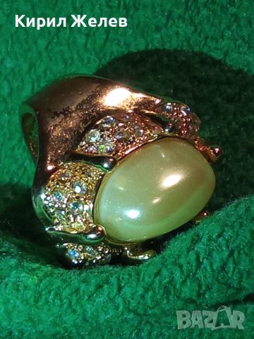 КРАСИВ ЕФЕКТЕН ПОЗЛАТЕН БЕЛ ЕПОК РЕТРО ВИНТИДЖ АРТ ПРЪСТЕН с ЦИРКОНИ 17126, снимка 14 - Пръстени - 36421173