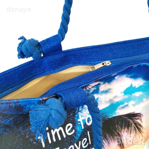 5956 Текстилна плажна чанта с цип Summer, снимка 5 - Чанти - 50711004