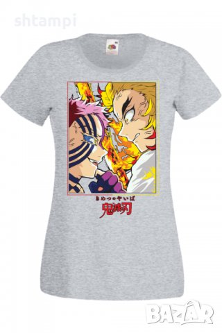 Дамска тениска Demon Slayer Rengoku VS Akaza,Анимация,игра,Празник,Повод., снимка 5 - Тениски - 38058329