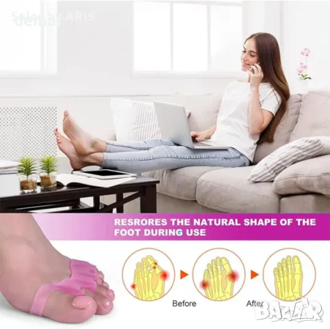 Разделители за пръсти: гел, за корекция, бурсит, розови - 1 чифт, снимка 5 - Други - 49930739