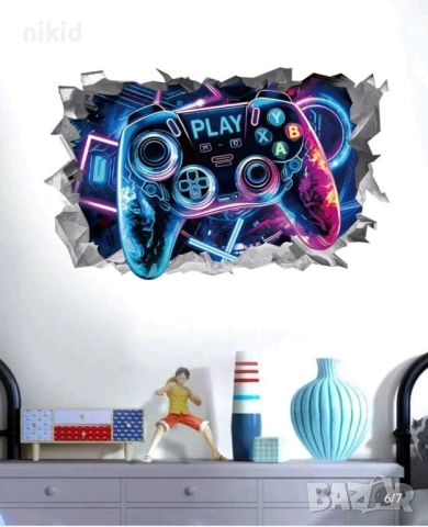 3d Джойстик конзола контролер плейстейшън стикер лепенка за стена мебел детска стая, снимка 2 - Други - 51529424