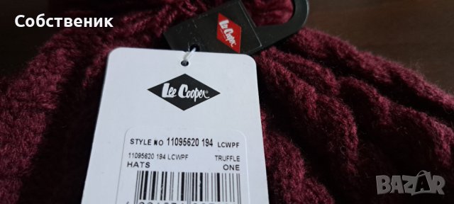 НОВО с етикет lee cooper зимна топла шапка с помпон акрил, снимка 3 - Шапки - 38309638